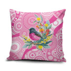 Pink Robin Aboriginal Inspired Pillow Cover - Aussie Hoodie
