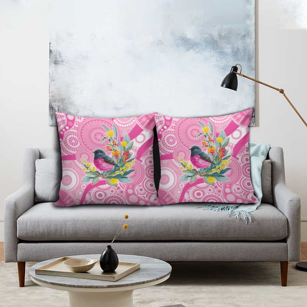 Pink Robin Aboriginal Inspired Pillow Cover - Aussie Hoodie