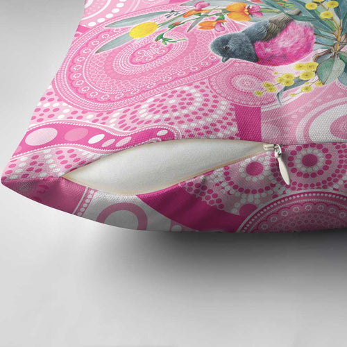 Pink Robin Aboriginal Inspired Pillow Cover - Aussie Hoodie