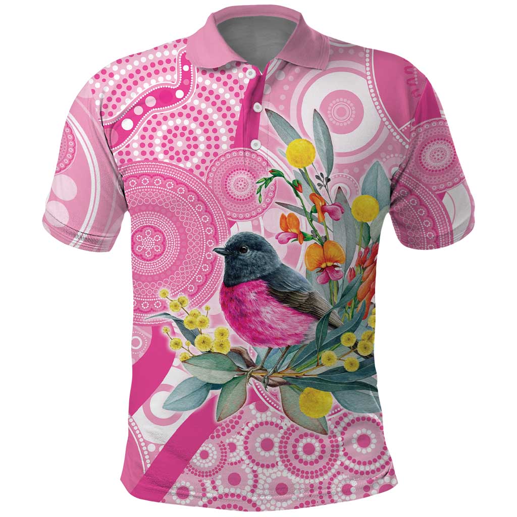 Pink Robin Aboriginal Inspired Polo Shirt - Aussie Hoodie