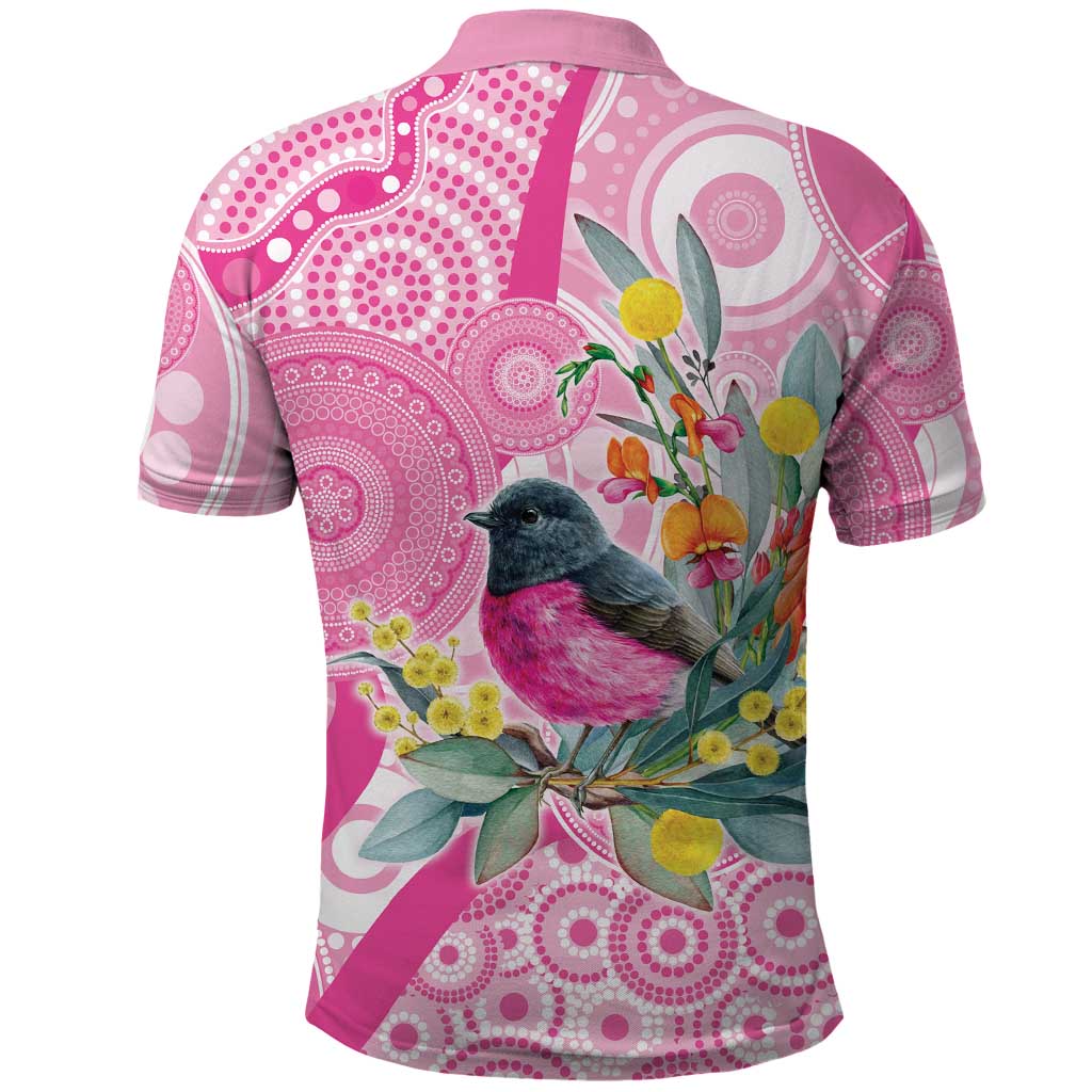 Pink Robin Aboriginal Inspired Polo Shirt - Aussie Hoodie