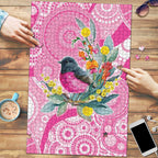 Pink Robin Aboriginal Inspired Puzzle - Aussie Hoodie