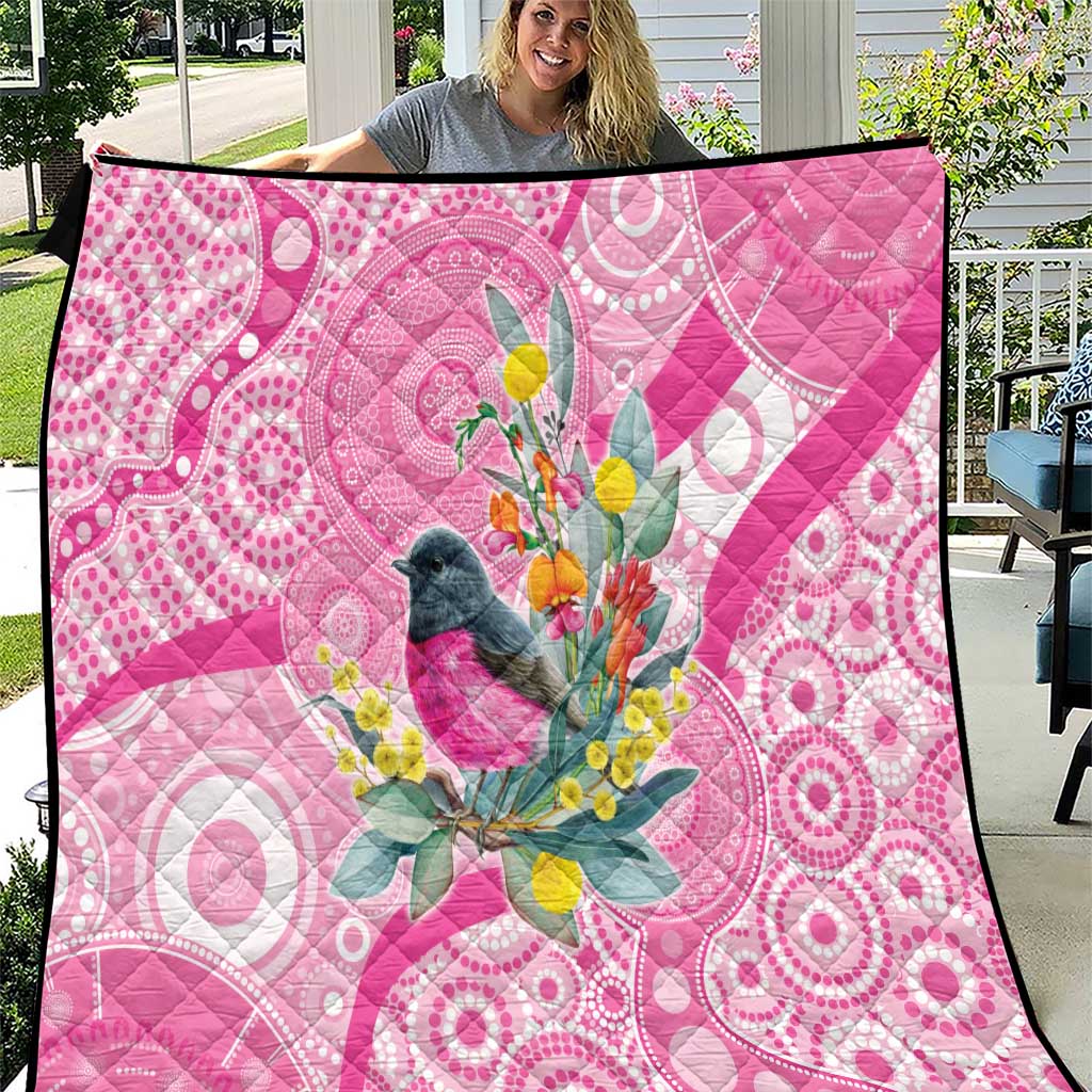 Pink Robin Aboriginal Inspired Quilt - Aussie Hoodie