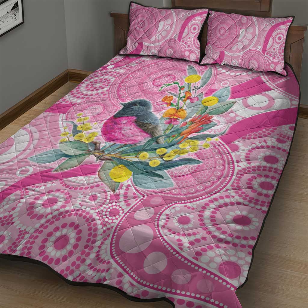 Pink Robin Aboriginal Inspired Quilt Bed Set - Aussie Hoodie