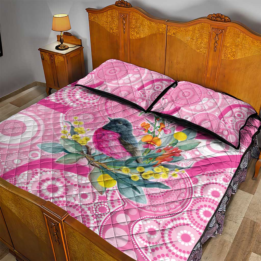 Pink Robin Aboriginal Inspired Quilt Bed Set - Aussie Hoodie