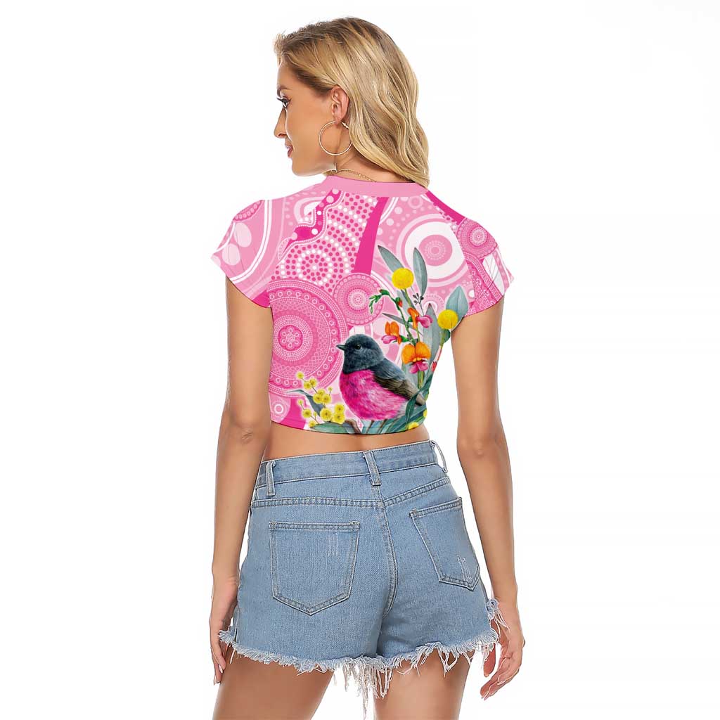 Pink Robin Aboriginal Inspired Raglan Cropped T Shirt - Aussie Hoodie