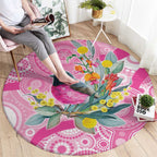 Pink Robin Aboriginal Inspired Round Carpet - Aussie Hoodie