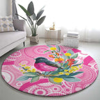 Pink Robin Aboriginal Inspired Round Carpet - Aussie Hoodie