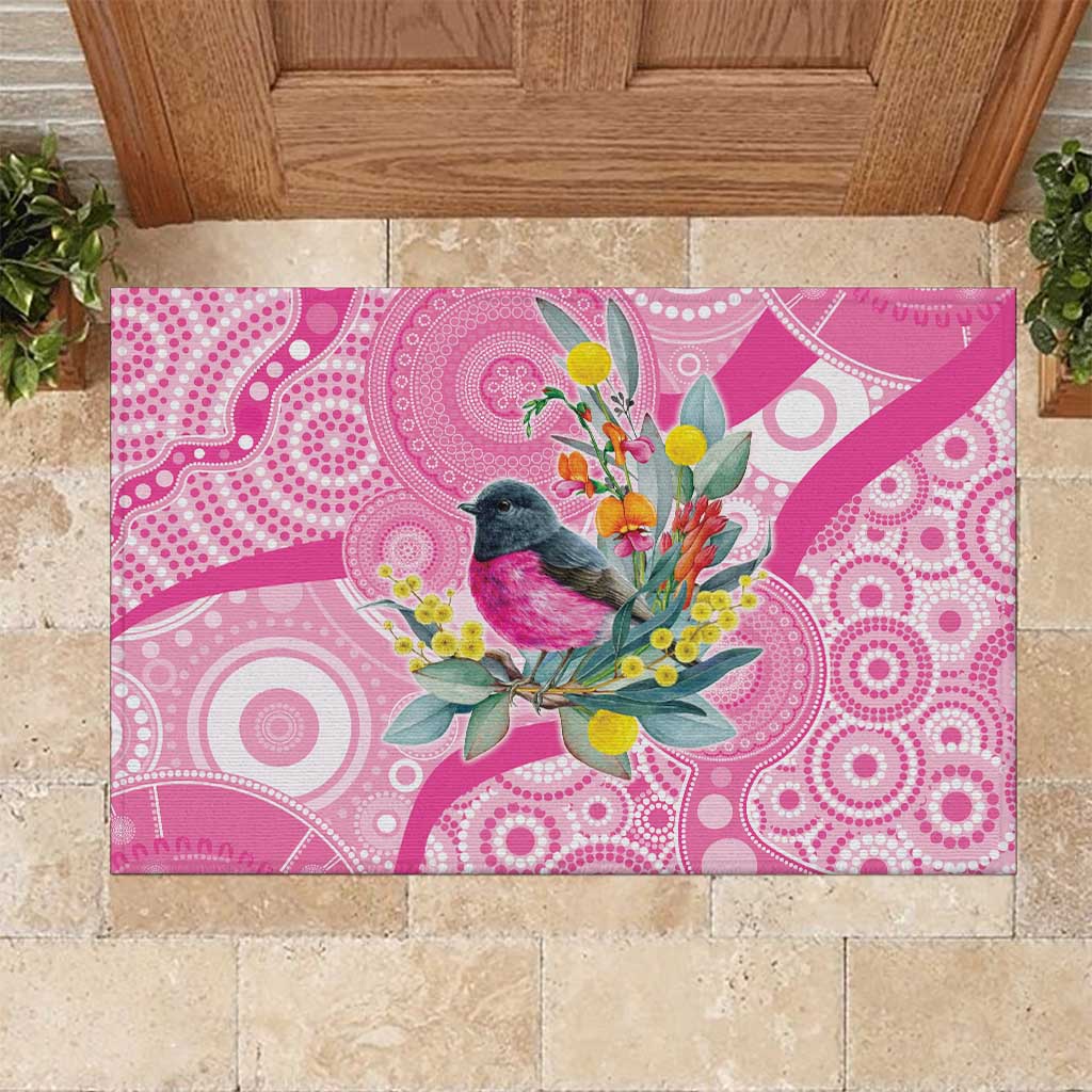 Pink Robin Aboriginal Inspired Rubber Doormat - Aussie Hoodie