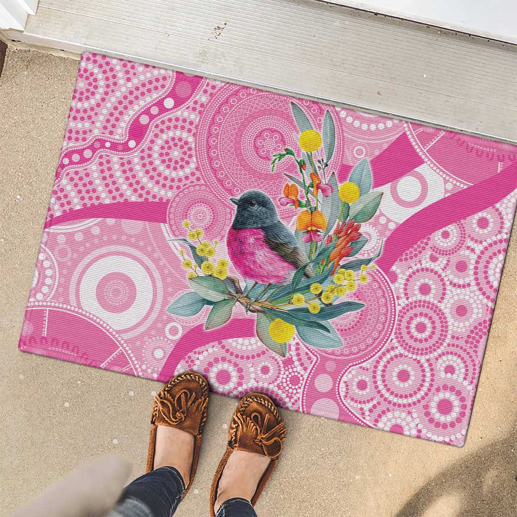 Pink Robin Aboriginal Inspired Rubber Doormat - Aussie Hoodie