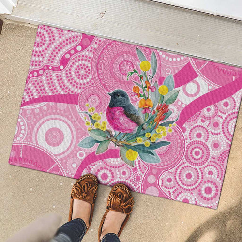 Pink Robin Aboriginal Inspired Rubber Doormat - Aussie Hoodie