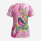 Pink Robin Aboriginal Inspired Scrub Top - Aussie Hoodie