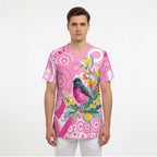 Pink Robin Aboriginal Inspired Scrub Top - Aussie Hoodie