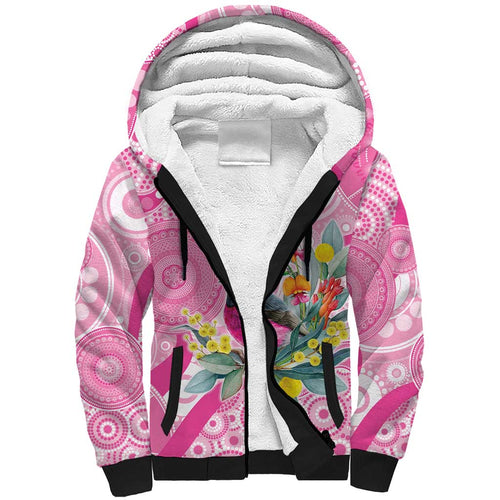 Pink Robin Aboriginal Inspired Sherpa Hoodie - Aussie Hoodie