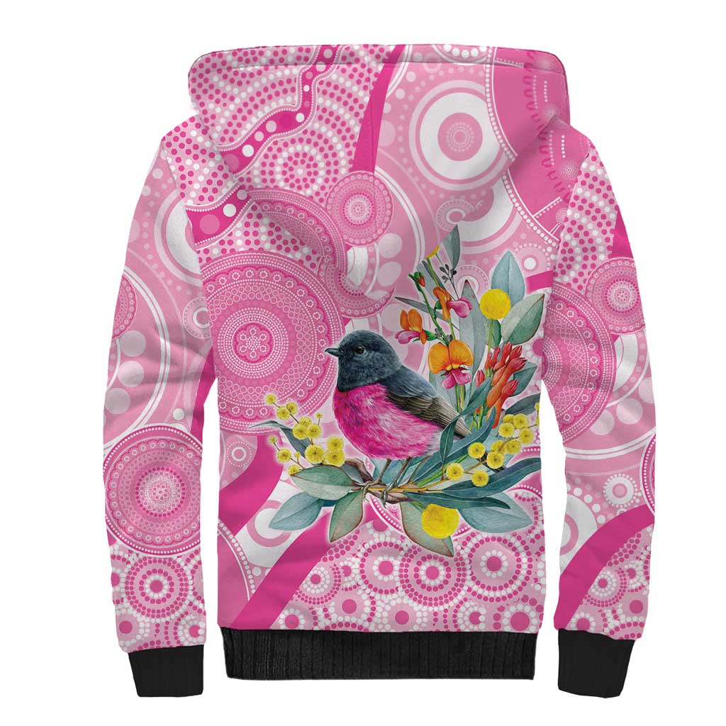Pink Robin Aboriginal Inspired Sherpa Hoodie - Aussie Hoodie