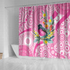 Pink Robin Aboriginal Inspired Shower Curtain - Aussie Hoodie