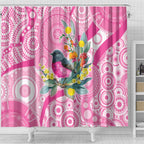 Pink Robin Aboriginal Inspired Shower Curtain - Aussie Hoodie