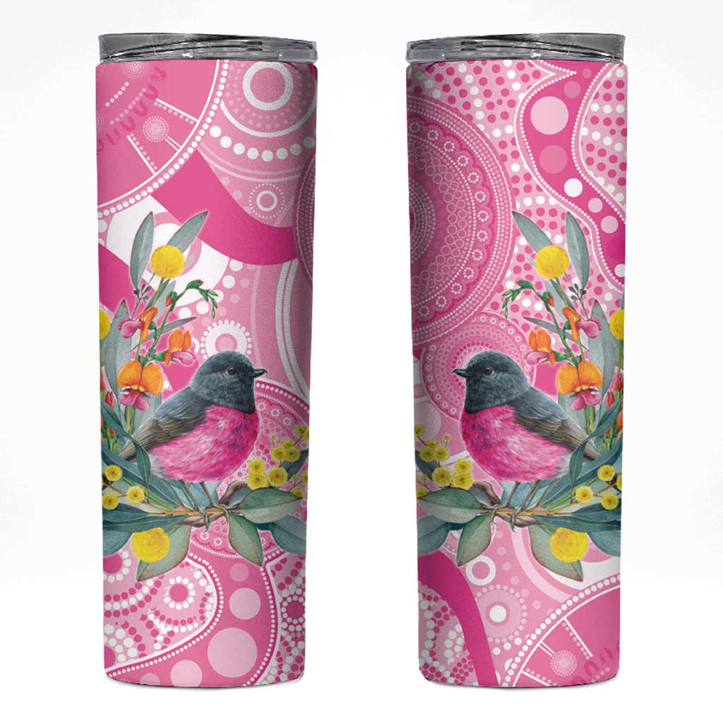 Pink Robin Aboriginal Inspired Skinny Tumbler - Aussie Hoodie