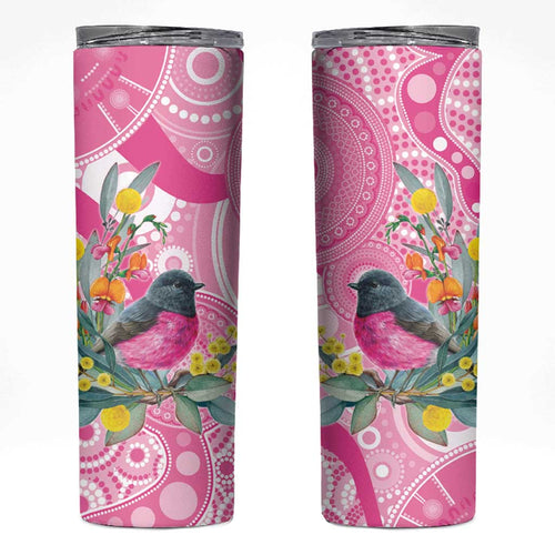 Pink Robin Aboriginal Inspired Skinny Tumbler - Aussie Hoodie