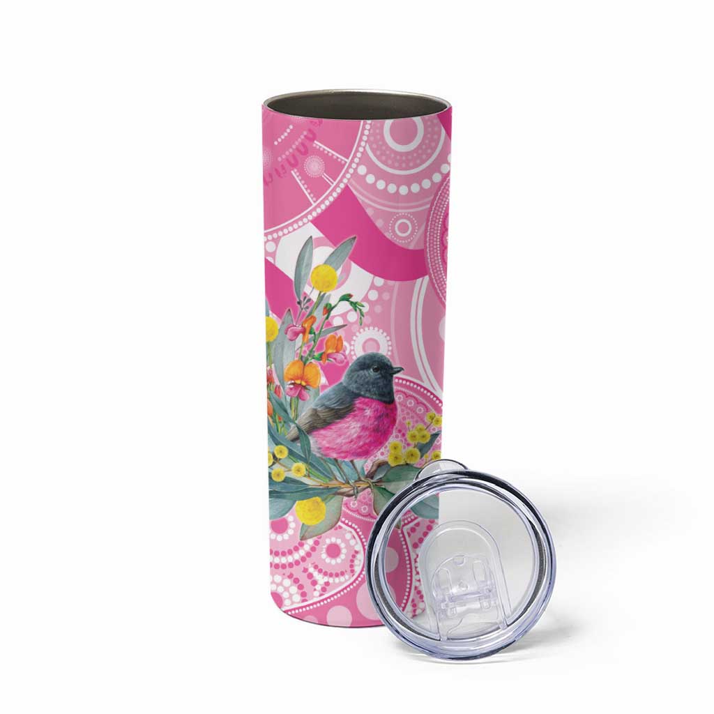 Pink Robin Aboriginal Inspired Skinny Tumbler - Aussie Hoodie