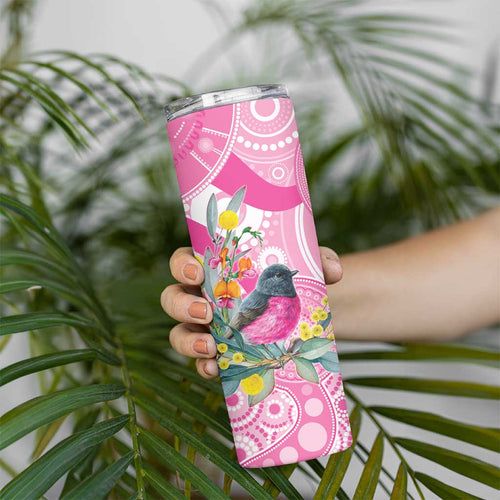 Pink Robin Aboriginal Inspired Skinny Tumbler - Aussie Hoodie