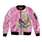 Pink Robin Aboriginal Inspired Sleeve Zip Bomber Jacket - Aussie Hoodie