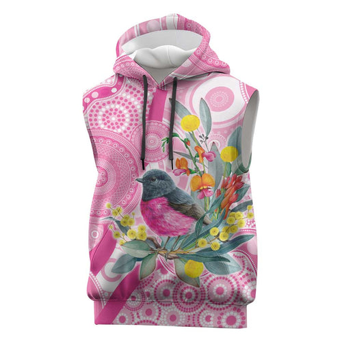 Pink Robin Aboriginal Inspired Sleeveless Hoodie - Aussie Hoodie