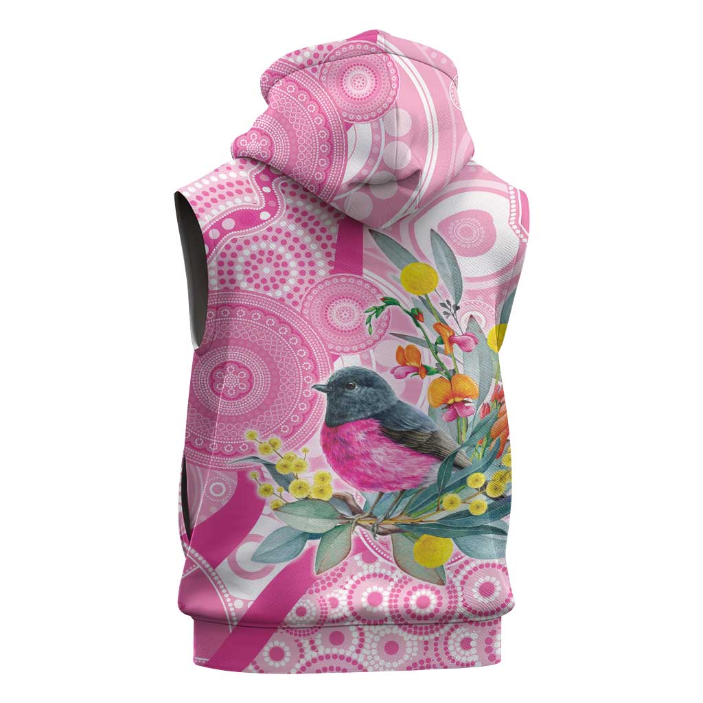 Pink Robin Aboriginal Inspired Sleeveless Hoodie - Aussie Hoodie