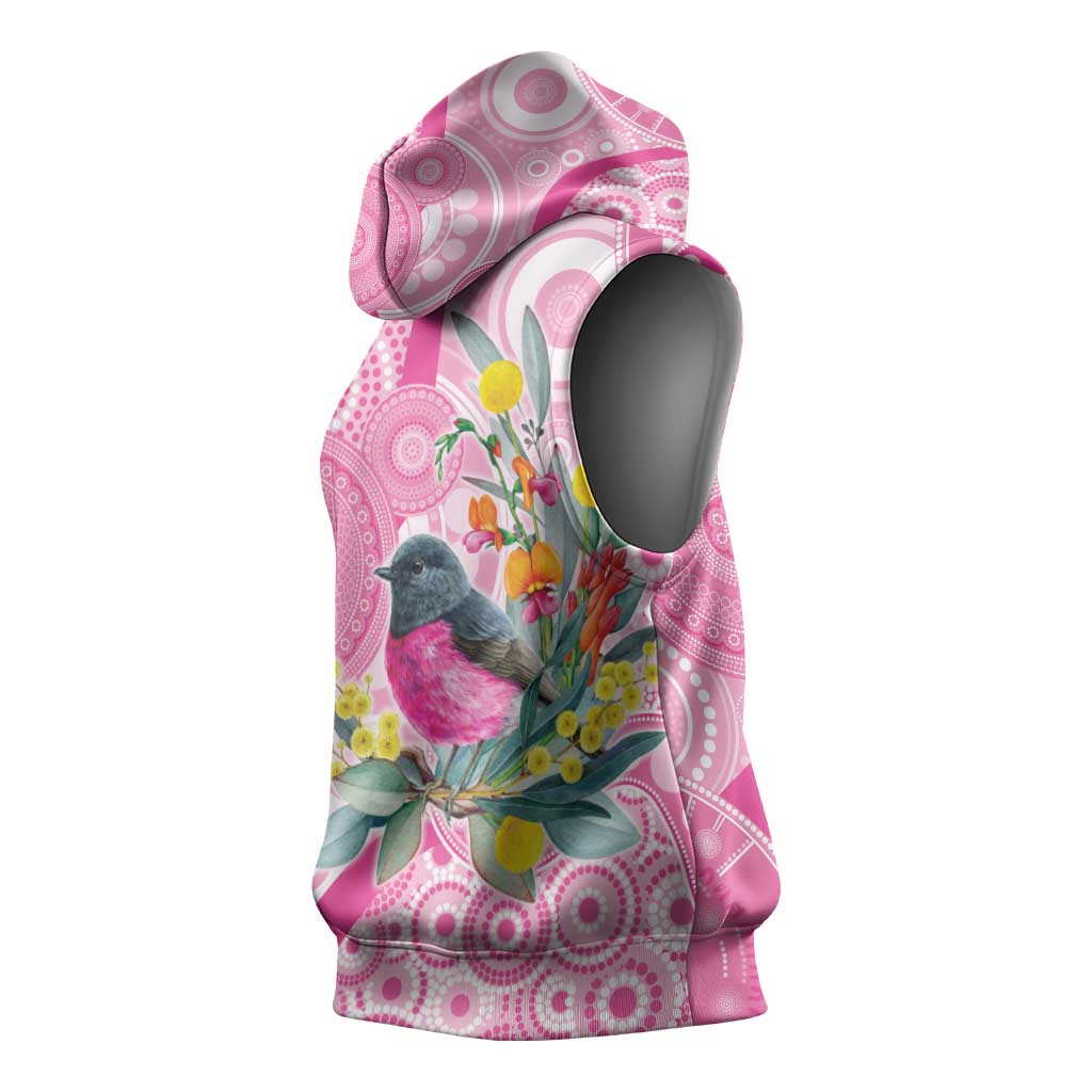 Pink Robin Aboriginal Inspired Sleeveless Hoodie - Aussie Hoodie