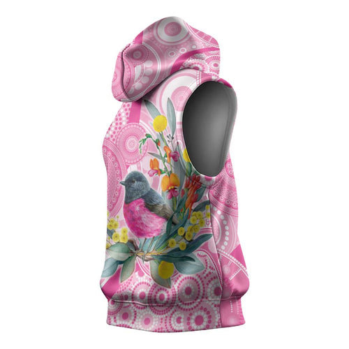 Pink Robin Aboriginal Inspired Sleeveless Hoodie - Aussie Hoodie