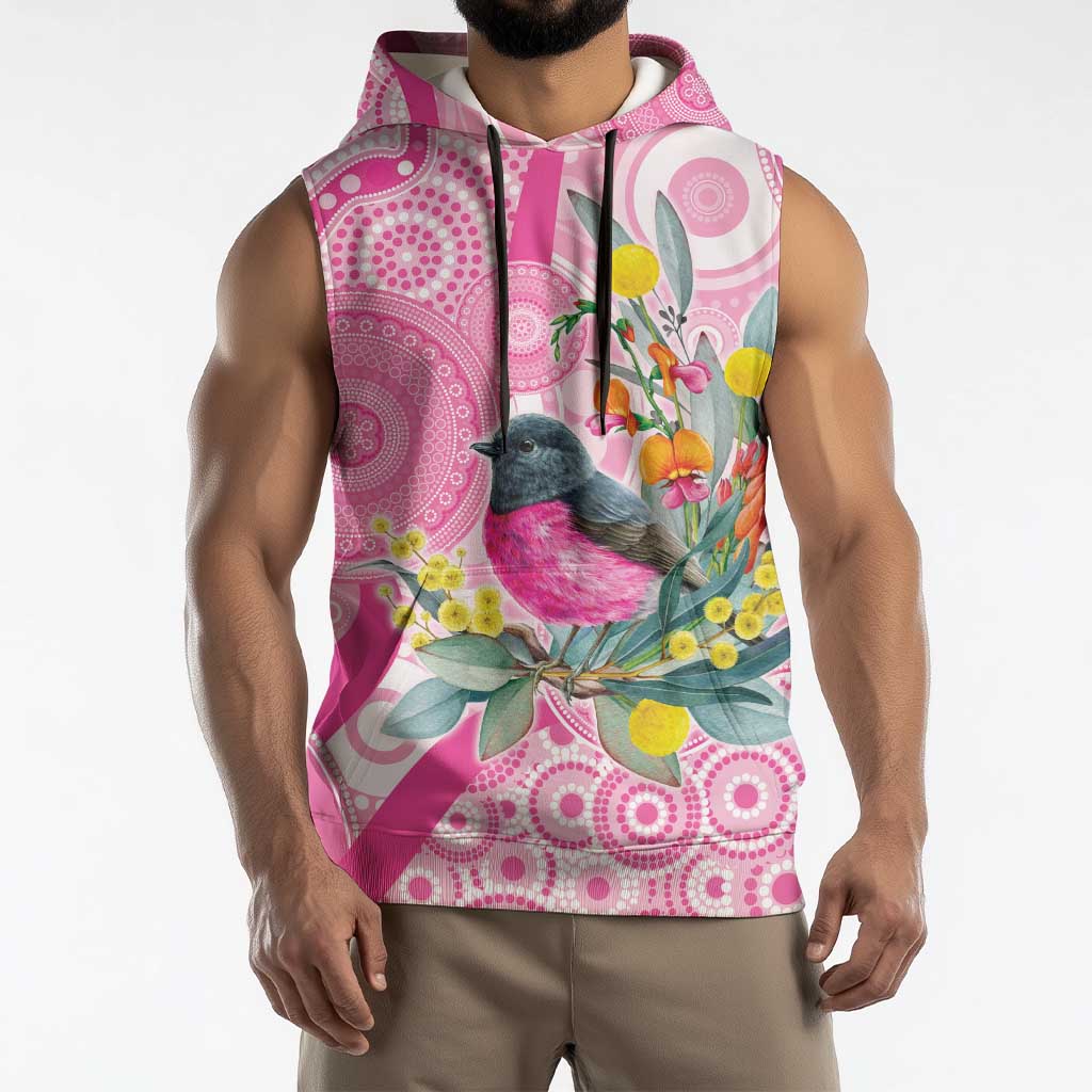 Pink Robin Aboriginal Inspired Sleeveless Hoodie - Aussie Hoodie