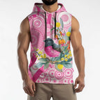 Pink Robin Aboriginal Inspired Sleeveless Hoodie - Aussie Hoodie