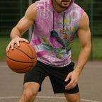 Pink Robin Aboriginal Inspired Sleeveless Hoodie - Aussie Hoodie