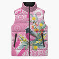 Pink Robin Aboriginal Inspired Sleeveless Puffer Jacket - Aussie Hoodie