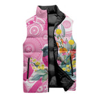 Pink Robin Aboriginal Inspired Sleeveless Puffer Jacket - Aussie Hoodie