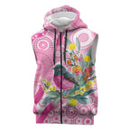 Pink Robin Aboriginal Inspired Sleeveless Zip Hoodie LT9