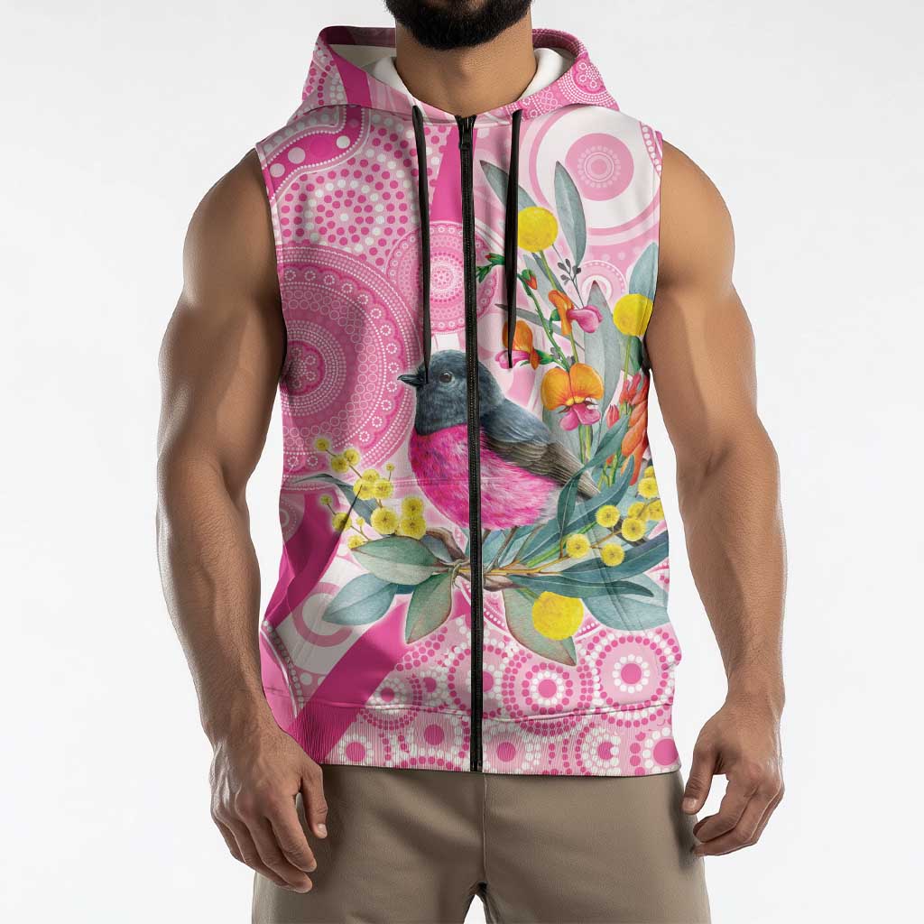 Pink Robin Aboriginal Inspired Sleeveless Zip Hoodie LT9
