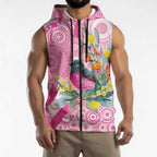 Pink Robin Aboriginal Inspired Sleeveless Zip Hoodie LT9