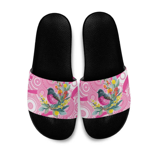 Pink Robin Aboriginal Inspired Slide Sandals - Aussie Hoodie