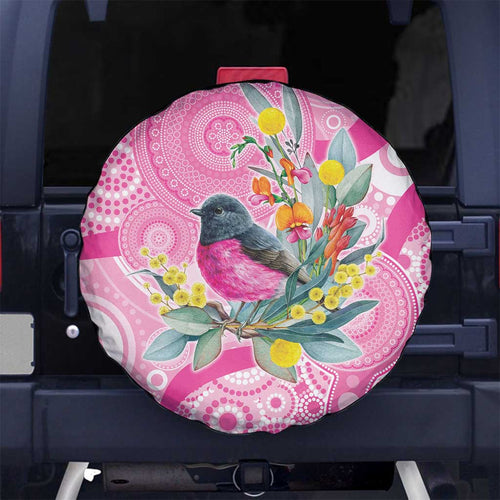 Pink Robin Aboriginal Inspired Spare Tire Cover - Aussie Hoodie