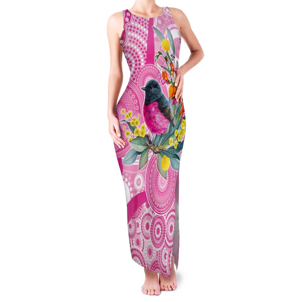 Pink Robin Aboriginal Inspired Tank Maxi Dress - Aussie Hoodie
