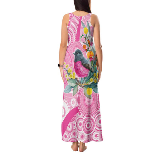 Pink Robin Aboriginal Inspired Tank Maxi Dress - Aussie Hoodie