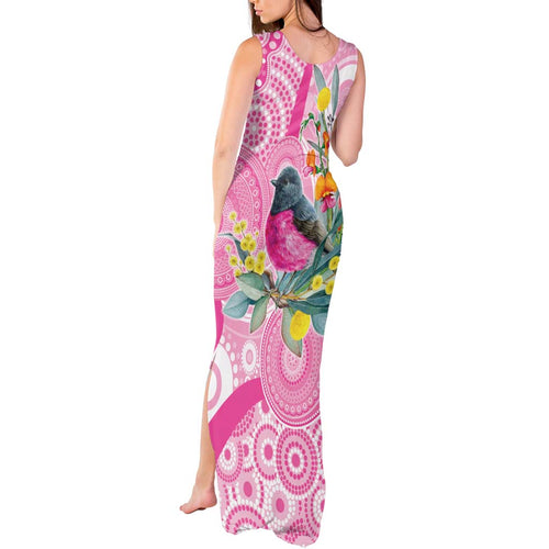 Pink Robin Aboriginal Inspired Tank Maxi Dress - Aussie Hoodie