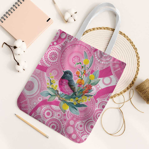 Pink Robin Aboriginal Inspired Tote Bag - Aussie Hoodie