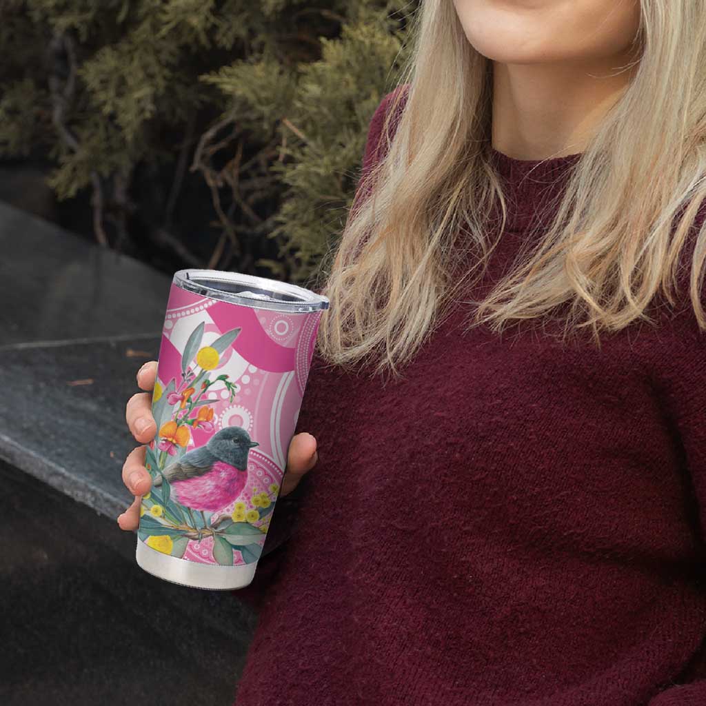 Pink Robin Aboriginal Inspired Tumbler Cup - Aussie Hoodie