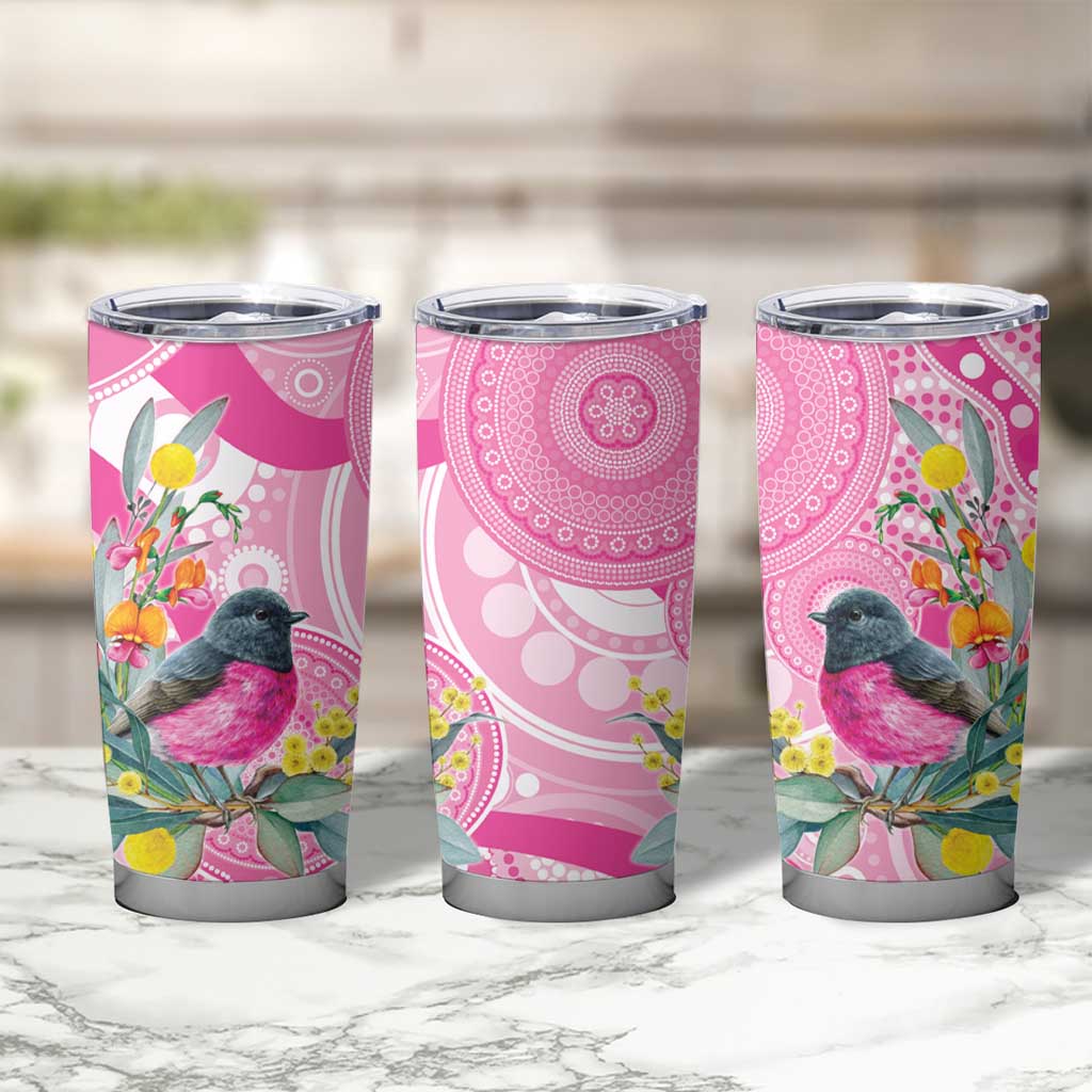 Pink Robin Aboriginal Inspired Tumbler Cup - Aussie Hoodie