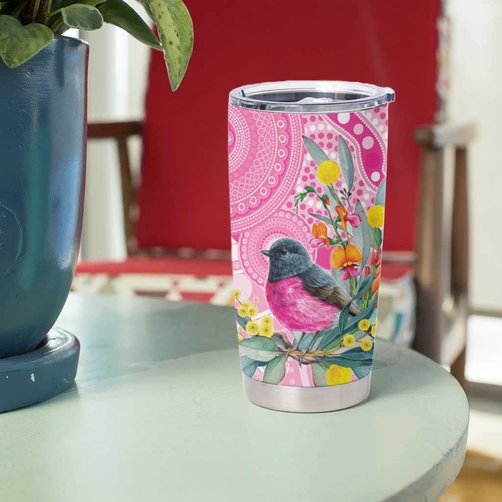 Pink Robin Aboriginal Inspired Tumbler Cup - Aussie Hoodie