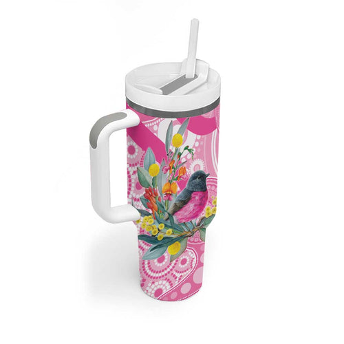 Pink Robin Aboriginal Inspired Tumbler With Handle - Aussie Hoodie
