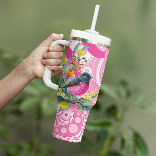 Pink Robin Aboriginal Inspired Tumbler With Handle - Aussie Hoodie