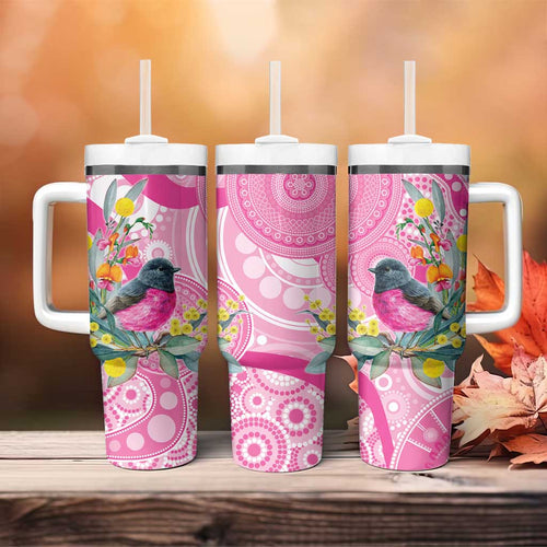 Pink Robin Aboriginal Inspired Tumbler With Handle - Aussie Hoodie